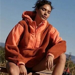 FP Movement by Free People Orange and Brown Teddy Jacket New With Tags
